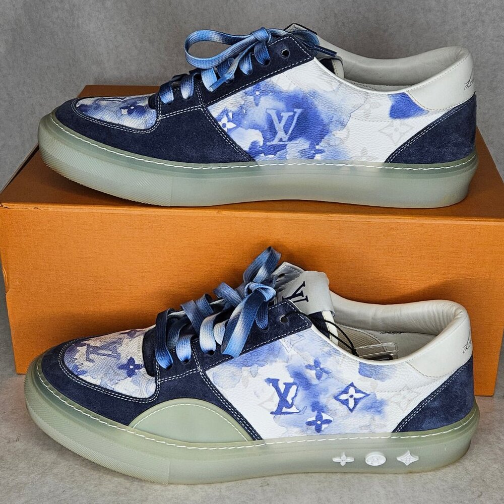 Louis Vuitton Low Top Ollie Watercolor Blue Sneakers Shoes with Box Size 9.5-10 - Picture 4 of 16